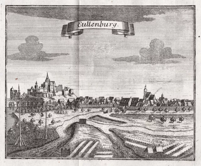 Eilenburg Sachsen Gesamtansicht Ansicht Kupferstich Glafey engraving 1740