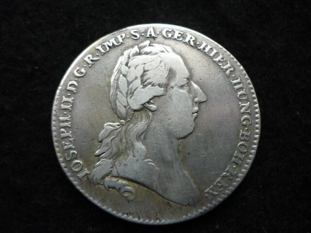 Rare Thaler aux couronnes Joseph II Pays-Bas Autrichien 1784, argent TB+/TTB.