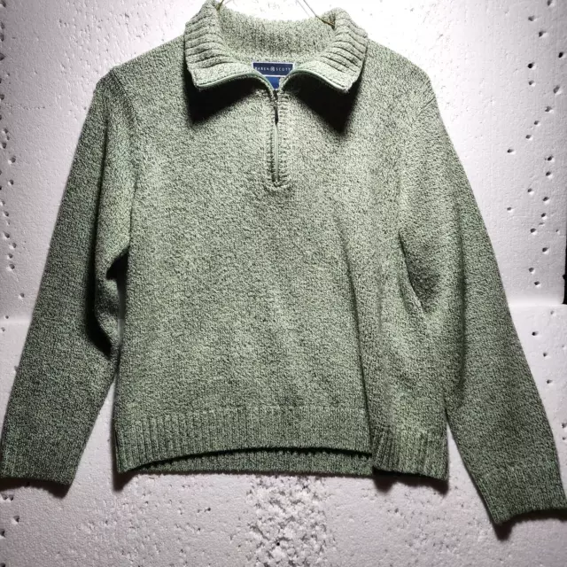 KAREN SCOTT SWEATER Womens XL Green Knitted Long Sleeve Quarter Zip $17 ...