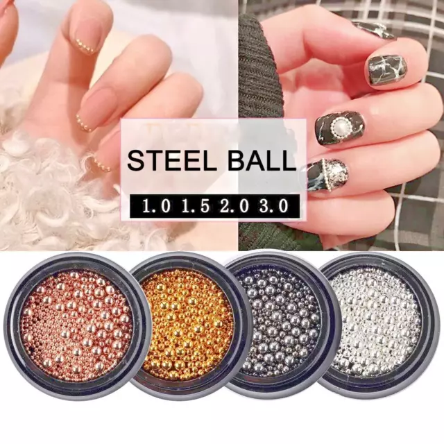 4X 3D Micro Ball Perlen Nail Art Metal Caviar Tipps Dekoration Maniküre