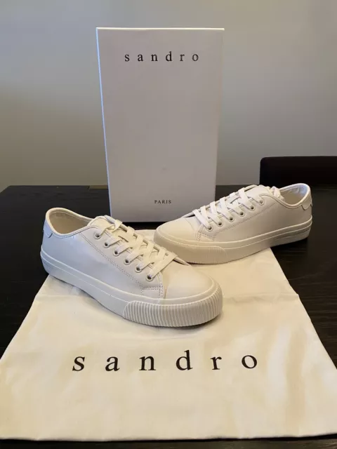 SANDRO PARIS MENS White Leather Sneakers BNIB Size US 8 IT41 $108.00 ...