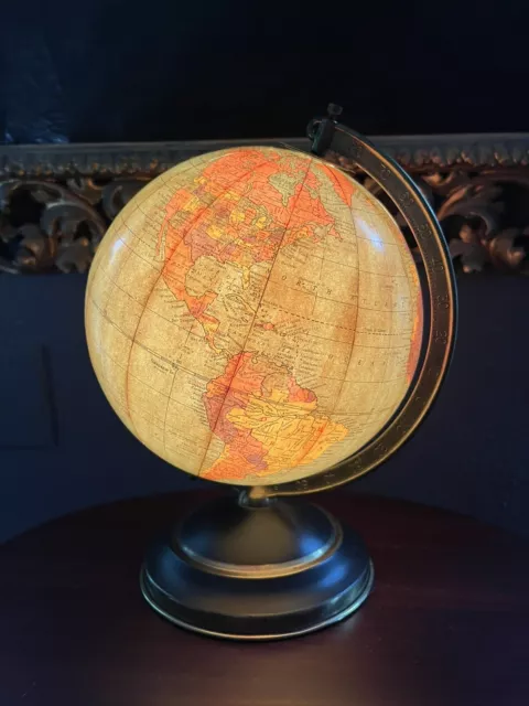 1940s Replogle 8 Inch Glass Illuminated Reference Globe