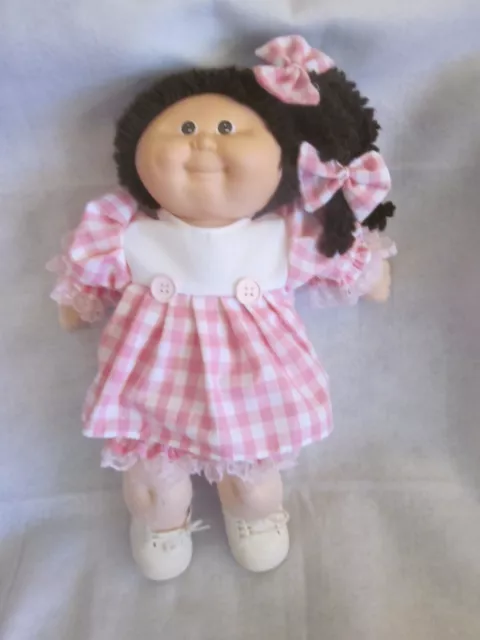 CPK doll clothes/pink check dress/bloomers/hair bows