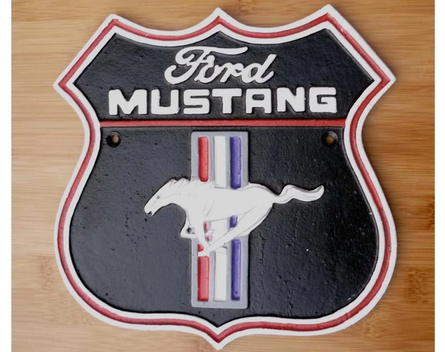 Ford Mustang Sign Repro Large 24.5cm Cast Iron Garage Mechanic Plaque To Clear
