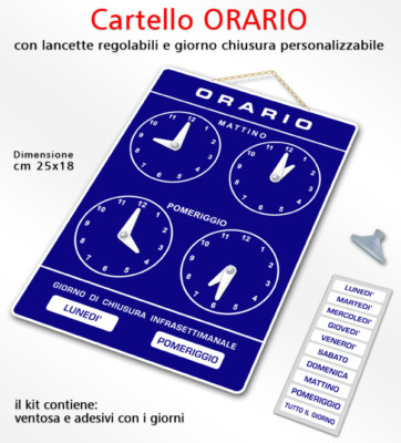 MAXI Cartello APERTO/TORNO SUBITO cm 28,5x10 ARGENTO kit con catenina e ventosa 