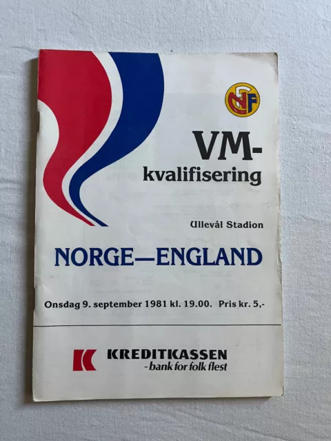 1981  Norway  v  England  World Cup qualifier