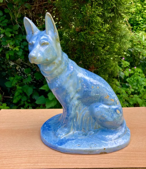 Sculpture art déco céramique chien berger - faïencerie moulin des loups ,Orchies