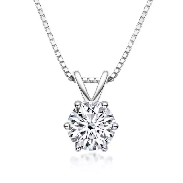 1CT D Color Moissanite Solitaire Pendant Women Necklace 925 Sterling Silver