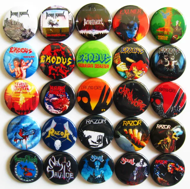 EXODUS EXUMER NUCLEAR ASSAULT CARNIVORE OTHERS Thrash Metal 25 Pin Button Badges