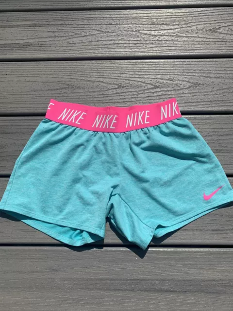 Nike Girl’s/Youth Sz L  Dri-Fit Trophy Athletic Shorts ~Teal Heather/Pink~