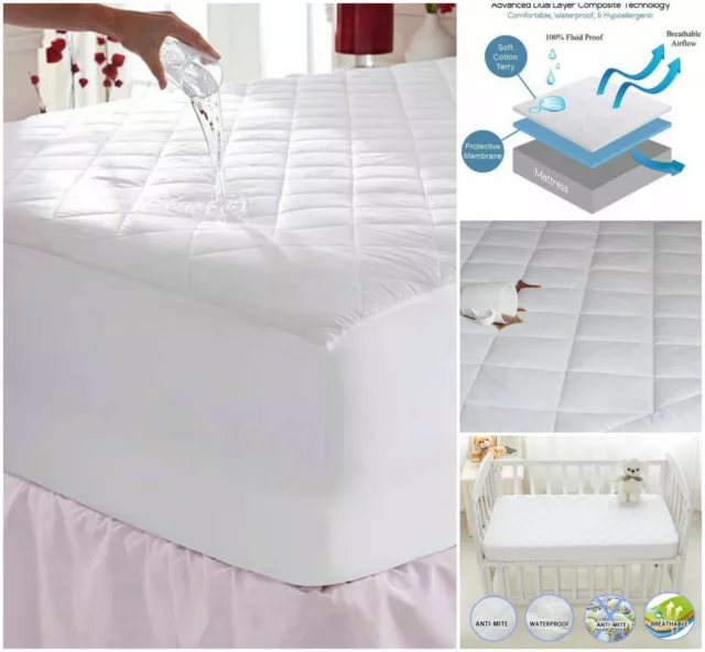 Waterproof Mattress Protector 100% Cotton Quilt Cover King Size Bedding