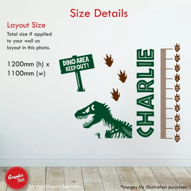 Dinosaurier Wandaufkleber Höhenkarte personalisiert Kinder Schlafzimmer Vinyl Aufkleber 2