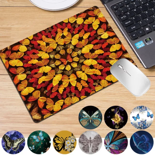 Butterfly Anti-Slip Leather Desk Mouse Mat Pad Laptop Office Computer Home UK