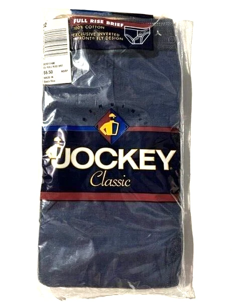 New 1996 Vtg JOCKEY CLASSIC Men Navy Full Rise Brief Underwear 32 Deadstock NOS