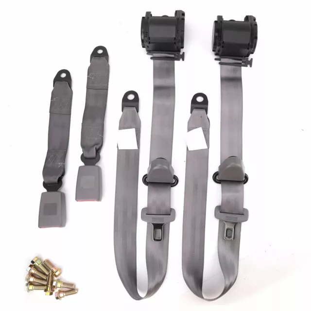 Retractable 3 Point Safety Seat Belt Straps Car Vehicle Adjustable Belt Kit NEW