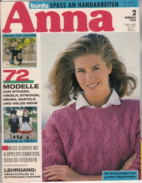 Handarbeitszeitschrift „Anna“ – Spaß an Handarbeiten  – 2/1994