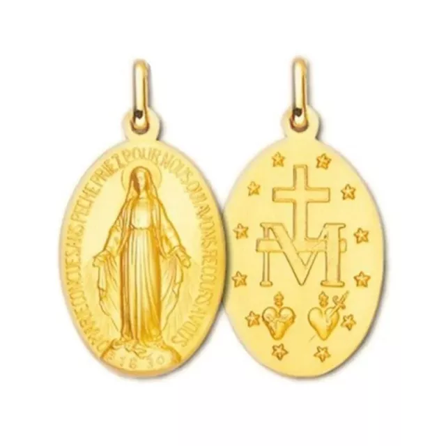 Médaille Miraculeuse de Vierge de la rue du Bac Plaqué OR &amp; Argent Massif -