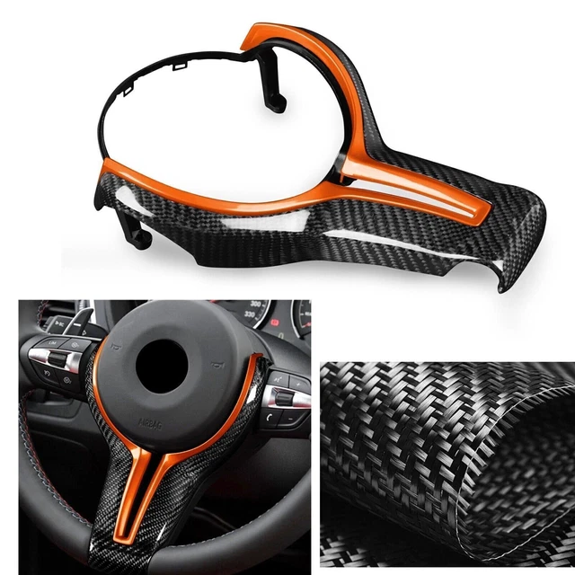 Fit For BWM M2 F87 M3 F80 M4 F82 M6 F12 Orange Carbon Fiber Steering Wheel Cover