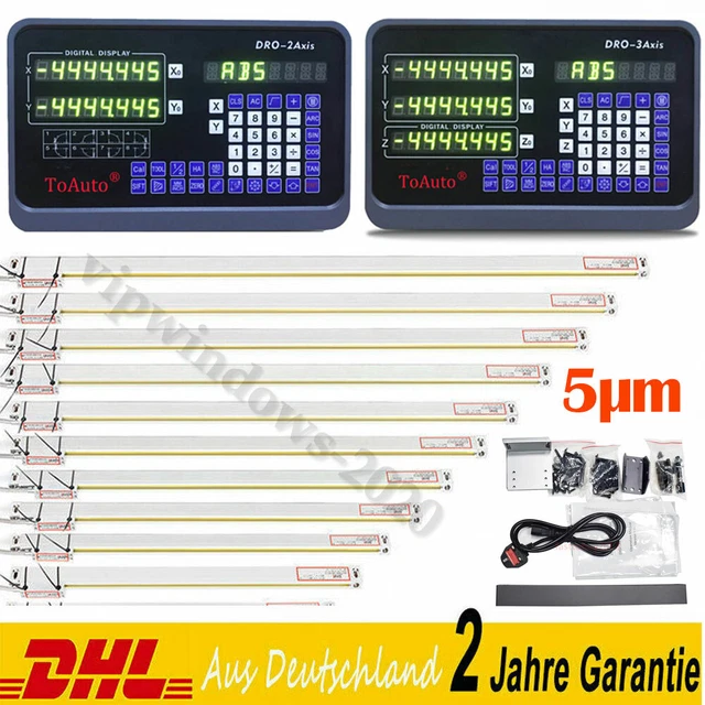 TOAUTO 2/3/4/5 Achsen LCD Dro Digitalanzeige 5µm Linear Skala Scale 100-2000MM TOAUTO 2/3/4/5 Achsen LCD Dro Digitalanzeige 5µm Linear Skala Scale 100-2000MM