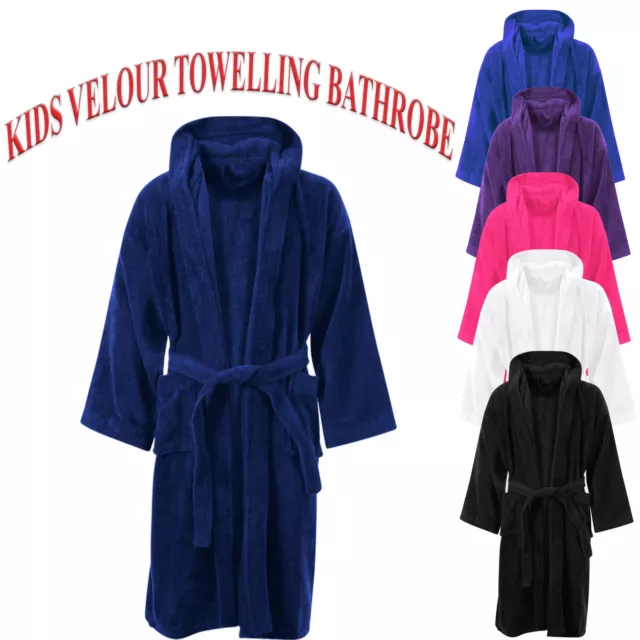 Kids Boys Girls Bathrobe 100% Egyptian Cotton Towelling Dressing Gown Soft Towel