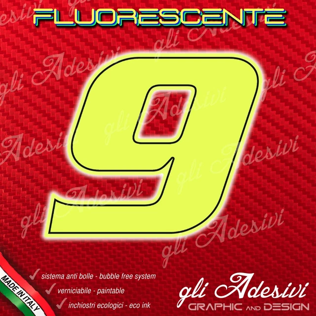 AUTOCOLLANTS NUMÉRO 7 Moto Voiture Cross Course Jaune Fluorescent 10 CM