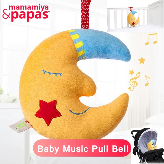 22CM Moon Baby Hanging Pull Bell Stroller Toy Plush Doll Bed Infant Music Box