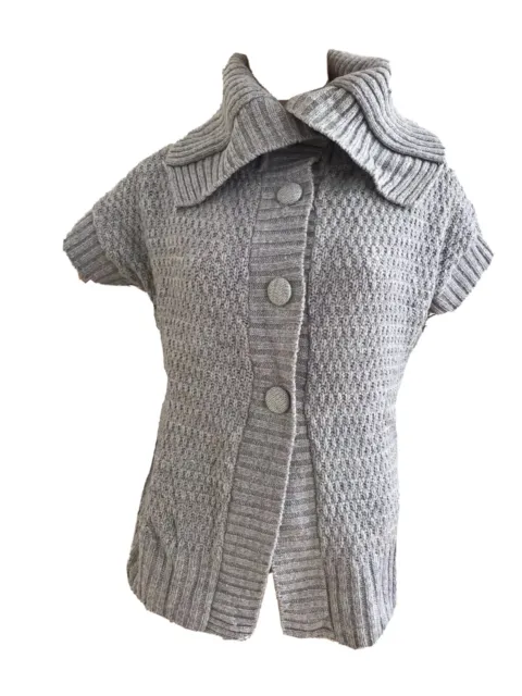 New Look Maternity Grey Knit Short Sleeve Cardigan Small Uk 10 Eu 38 Us 6 Bnwt