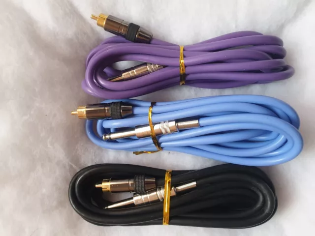 3 x CORDE RCA IN SILICONE PER TATUAGGI DI QUALITÀ RESISTENTI. QUASI 8 PIEDI. Affare