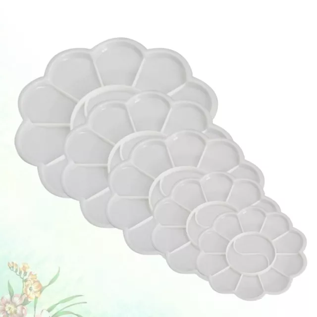 5pcs Plum Blossom Palettes d'aquarelle en plastique en forme de plateaux de