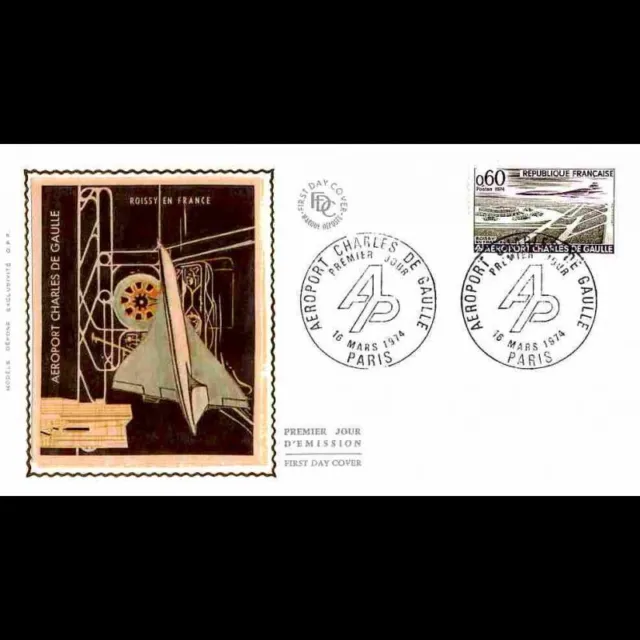 FDC soie - Aéroport de Paris Roissy Charles de Gaulle - 16/3/1974 Paris