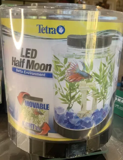 Brand New tetra LED half moon fish tank, movable lights 1.1 gallon tank usb