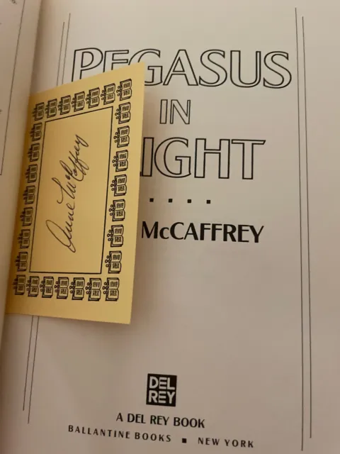 Anne McCaffrey: Pegasus in Flight, signed bookplate, 1st HB w/DJ