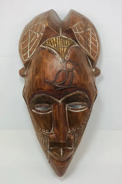 VTG Hand Carved Wooden African Mask Wood Tribal Mask Wall Hanging Decoration.