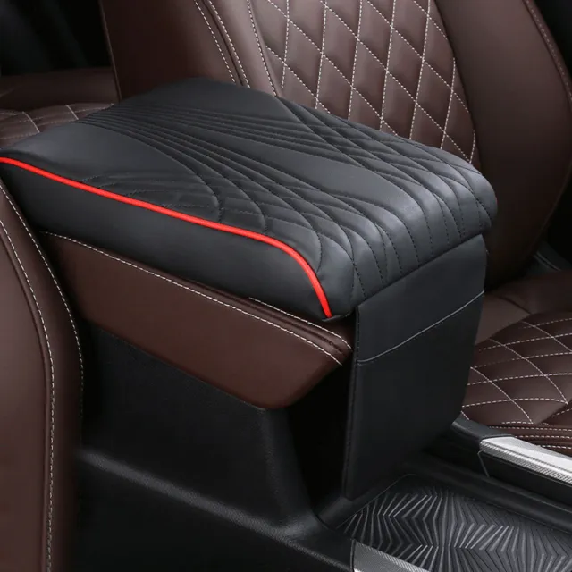 Stripe Car Armrest Cushion Box Pad Memory Foam Arm Rest Leather Mat Cover Parts,