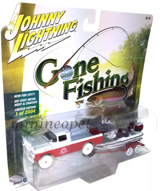 JOHNNY LIGHTNING GONE FISHING JLBT002 1959 FORD F 250 TRUCK with BOAT 1/64  CHASE $49.97 - PicClick