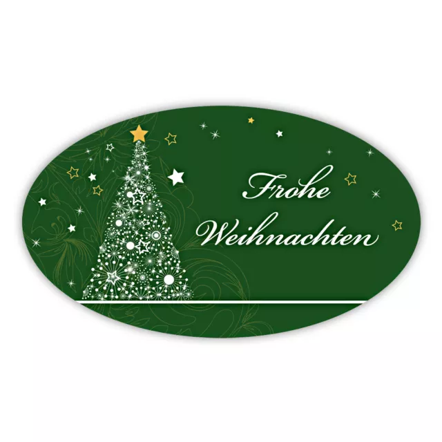 Weihnachtsaufkleber Weihnachten Tannenbaum oval 60 x 35 mm 100 Stück auf Rolle