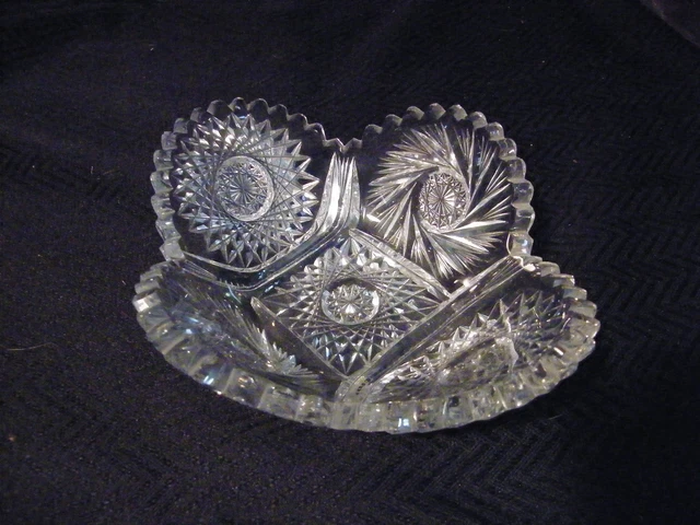 American Brilliant Cut Glass Crystal Star Bowl Dish Serving