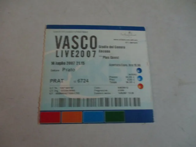 VASCO LIVE 2007 BIGLIETTO stadio del conero ancona 14/7/2007