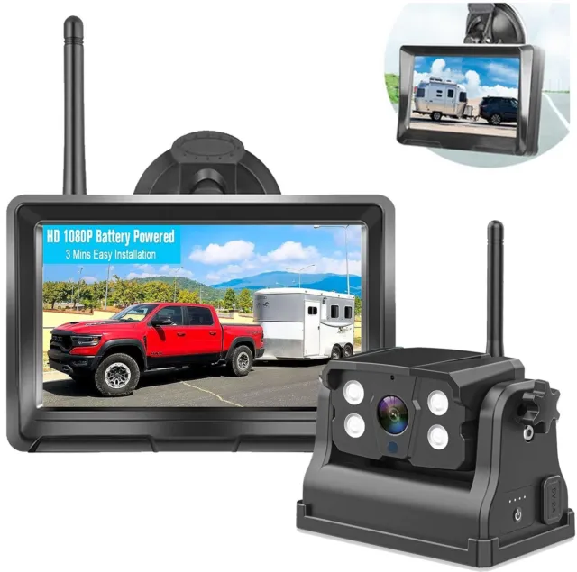 Wireless Magnetic Backup Camera for Car RV Trailer Truck 5" HD 1080P DVR Monitor