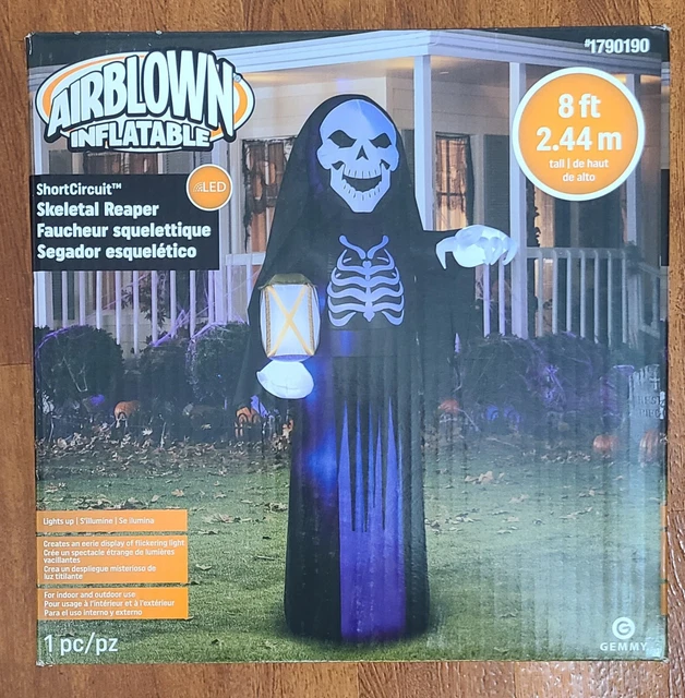 GEMMY AIRBLOWN INFLATABLE Skeletal Reaper 8ft LED Short Circuit Grim 