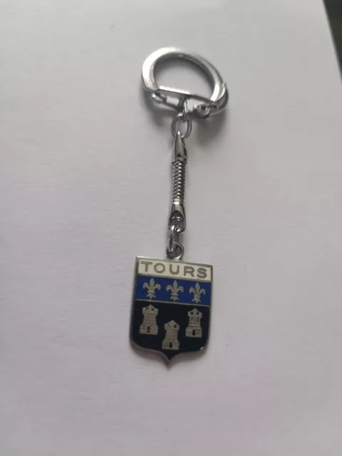 Porte-clés émaillé Blason Armoiries Ville de TOURS Keychain vintage 60'