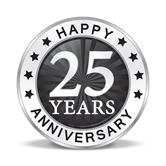 BIS Hallmarked Happy 25th Anniversary 999 Pure Silver Coin 100 gram