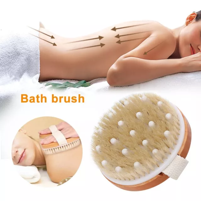 Bristle Hydrea Body Brush Cellulite Shower Dry Skin Exfoliation Scrubber Z#