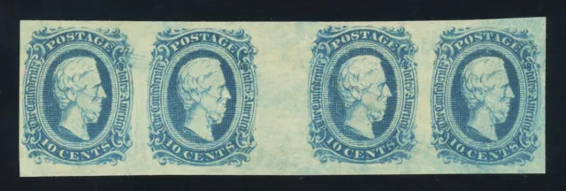 CSA #11, 10c Blue, Die A, Strip of 4 with gutter, XF-OG-NH, 2006 PF certificate