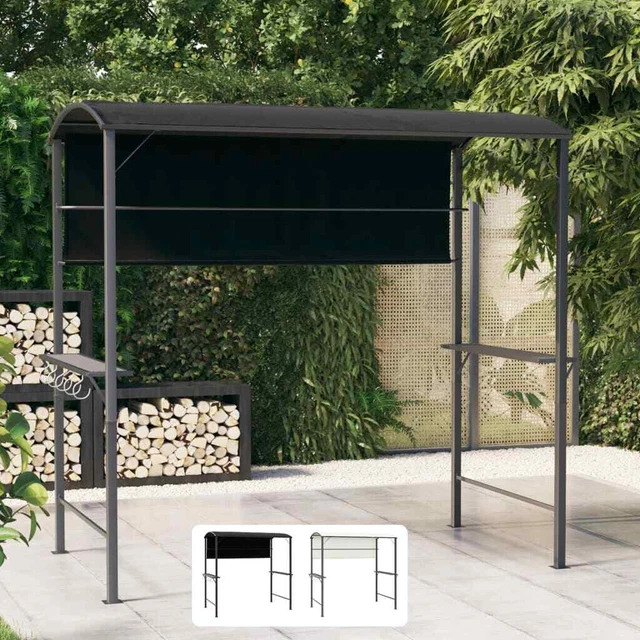 Pavillon mit Dach 220x110x200cm Überdachung Pergola Creme/Anthrazit vidaXL