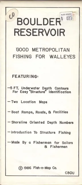 Fish-n-Map Co. BOULDER RESERVOIR Colorado c.1986
