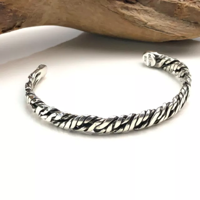 Sterling silver twisted cable cuff bracelet