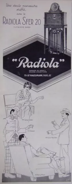 Publicité Radiola Sfer 20 Une Seule Manoeuvre Suffit Licence Smb Magasin Paris
