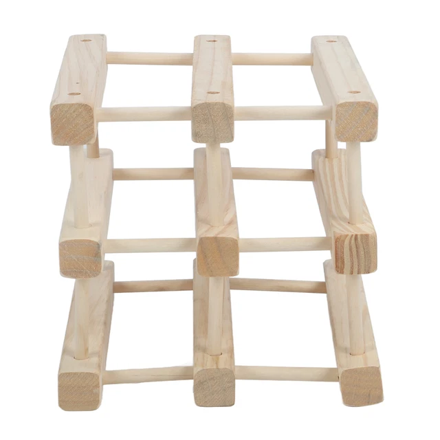 Wine Rack 6 Bottle Standing Stackable Wooden Wine Storage Rack Countertop