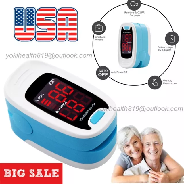 US Seller Finger Pulse Oximeter Portable Heart Rate SPO2 Monitor Blood Oxygen CE